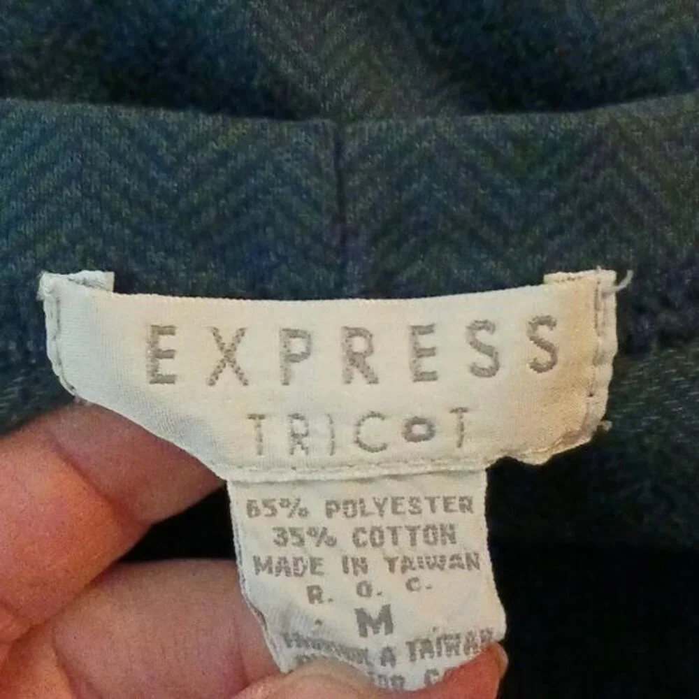 Express Womens M Green Cardigan Sweater Vintage 90s Button Front Pockets